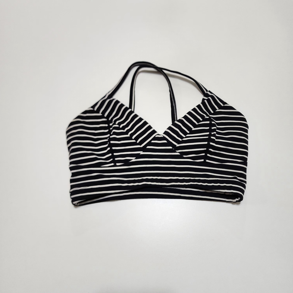 Striped Black and White Sports Bra